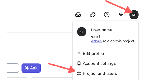 Open profile icon and access project settings.png